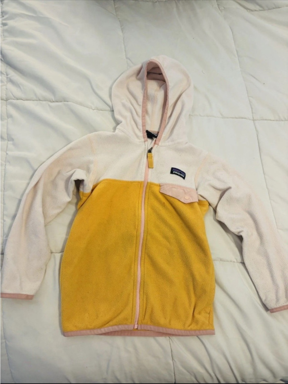 Patagonia Kids Two-Tone Fleece Jacket - Yellow & Light Pink size 5T